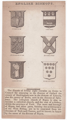English Bishops
[heraldic crests]
(Norwich, Oxford, etc.) 
